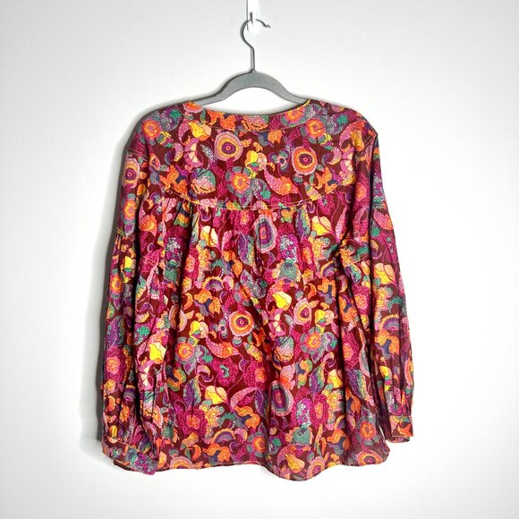 Ivy Jane Poetry In Motion Blouse Balloon Sleeves Fall Floral Colorful Boho Sz L - Picture 7 of 7